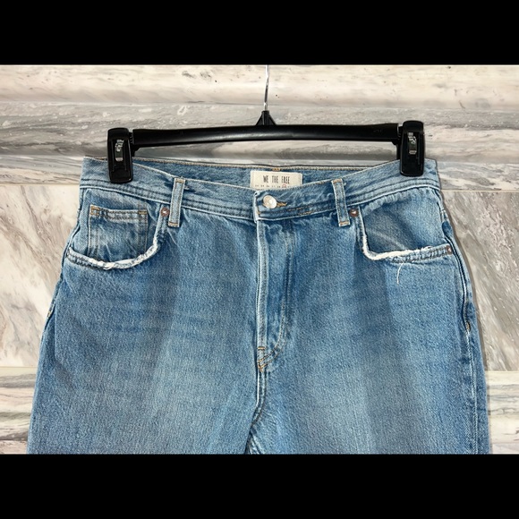 Free People We the Free Maggie Mid-Rise Straight-Leg Jeans Ripped Frayed 29 - Picture 8 of 14